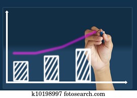 businessman drawing upward trend bar chart