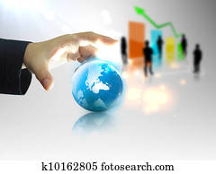Businessman holding business world Businessman holding business world