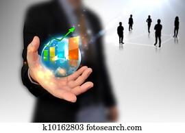 Businessman holding business world Businessman holding business world