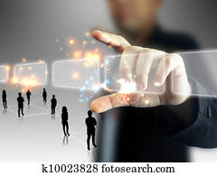 Businessman holding touchscreen Businessman holding touchscreen