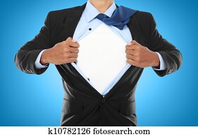 Businessman showing a superhero suit