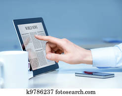 Businessman using touch screen device
