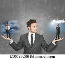 Businessman with devil or angel Businessman with devil or angel