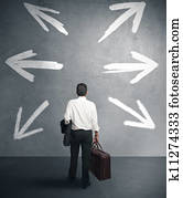 Businessman with different destinations