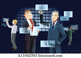 businessmen, a, právě technika