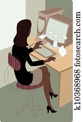 Businesswoman checking email at her desk Businesswoman checking email at her desk