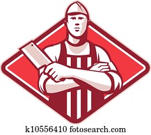 Butcher Cutter Worker Meat Cleaver Knife Retro Butcher Cutter Worker Meat Cleaver Knife Retro