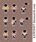 Cartoon Graduate students stickers
