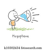 Cartoon man and megaphone Cartoon man and megaphone