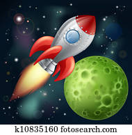 Cartoon rocket in space Cartoon rocket in space