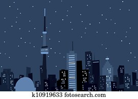 Cartoon Toronto at Night Cartoon Toronto at Night