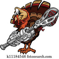 Cartoon Vector Image of a Thanksgiving Holiday Lacrosse Turkey with Lacrosse Stick and Gloves Cartoon Vector Image of a Thanksgiving Holiday Lacrosse Turkey with Lacrosse Stick and Gloves