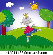 Cat princess. Cartoon character Cat princess. Cartoon character