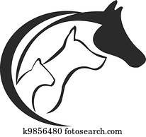 cavalo, gato, e, cão