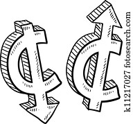 Cent currency value sketch Cent currency value sketch