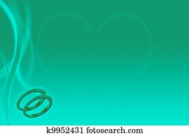 cerceta, boda, plano de fondo, con, anillosde boda, y, corazón