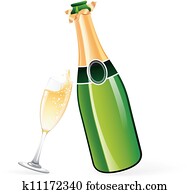 Champagne bottle and glass Champagne bottle and glass
