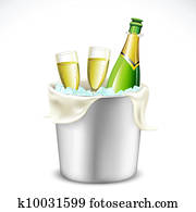 Champagne Glass and Bottle in Bucket Champagne Glass and Bottle in Bucket