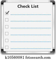 Check list on whiteboard Check list on whiteboard