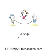 Children playing jumping rope Children playing jumping rope