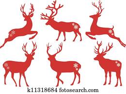 Christmas deer stags, vector set Christmas deer stags, vector set