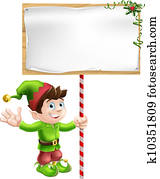 Christmas elf with sign Christmas elf with sign