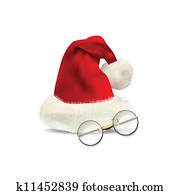 Christmas Hat with glasses isolated on white Christmas Hat with glasses isolated on white