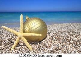 Christmas ornaments on the beach Christmas ornaments on the beach