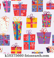Christmas seamless pattern with gifts and bows