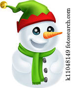 Christmas Snowman in Elf Hat Christmas Snowman in Elf Hat