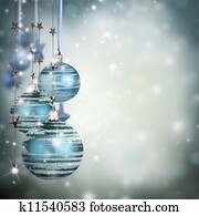 Christmas theme with blue glass balls and free space for text Christmas theme with blue glass balls and free space for text