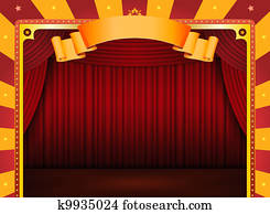 Circus Poster With Stage And Red Curtains Circus Poster With Stage And Red Curtains