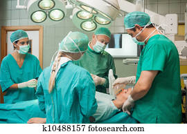 cirugía, equipo, trabajo junto