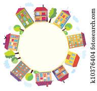 City houses in circle sign City houses in circle sign