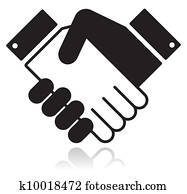 Clean shiny icon with shaking hands