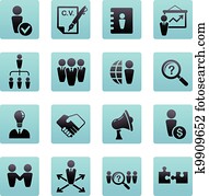 colección, de, recursos humanos, iconos
