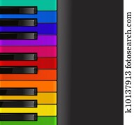 colorful piano keyboard on a black background colorful piano keyboard on a black background