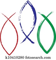 coloré, peint, jésus, fish