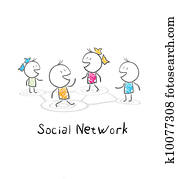 comunidad, personas., conceptual, ilustración, de, el, social, red