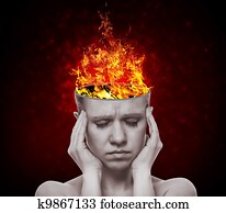 concept, an idea. head of woman with a flame of fire concept, an idea. head of woman with a flame of fire