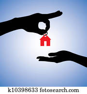 Concept illustration of selling or gifting house in real estate 