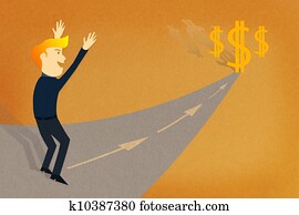 Conceptual image - Business man way to the success/make money