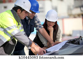 construcción, equipo, en, sitio