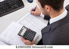 contabilista, trabalhar, escritório