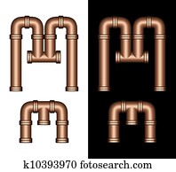 Copper Tubing Fittings 3D Letter M Copper Tubing Fittings 3D Letter M