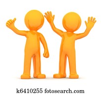 Couple of fun happy orange 3D persons Couple of fun happy orange 3D persons
