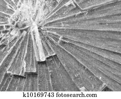 Cracked Glass Macro in Black and White