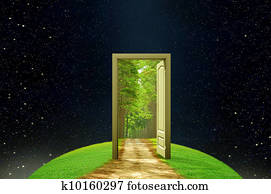 Creativity earth and imagination opened door Creativity earth and imagination opened door