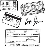 Credit and finance items sketch Credit and finance items sketch
