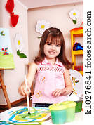 criança, pintura, quadro, em, preschool.